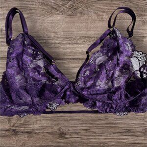 Women’s‎ Sexy Lingerie Bra Purple Floral Lace XL